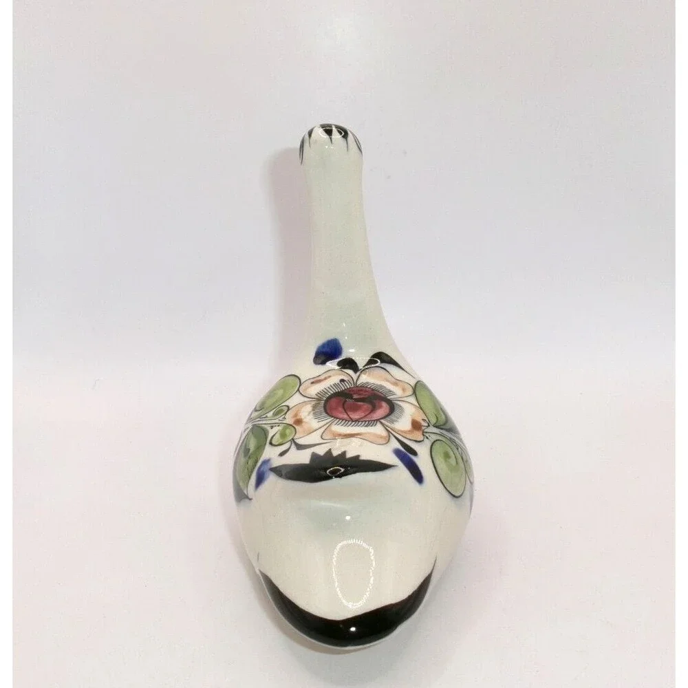 Vintage Tonala Swan Handmade Mexico Folk Art Pottery 5.5 in Tall Signed SG READ